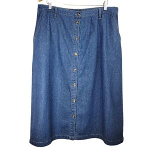 Serengeti 100% Cotton Denim Skirt Button Front Sz PXL Western Stagecoach Cowgirl